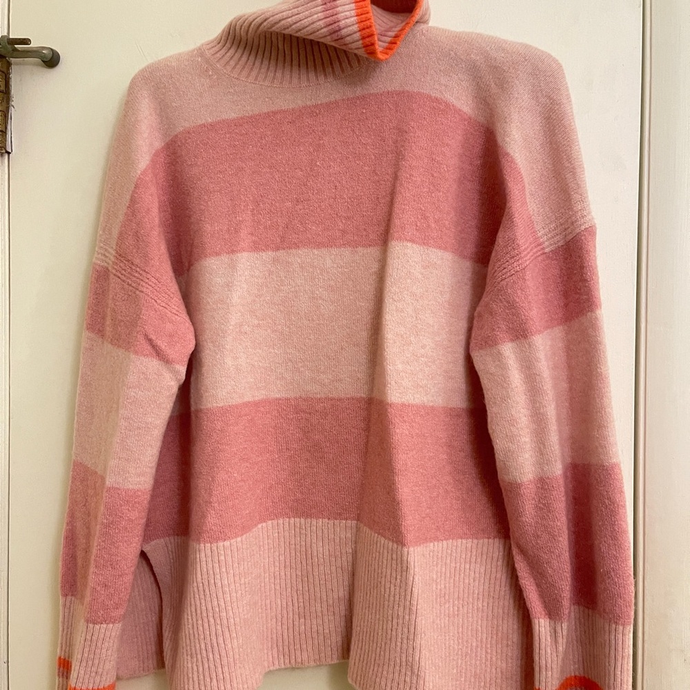 NWT J. Crew Striped turtleneck sweater in Supersoft merino-alpaca blended yarn